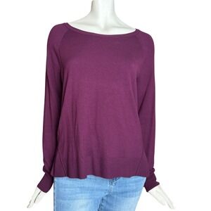 Lord & Taylor Sweater Purple Long Sleeve Lightweight Rayon Blend Layering Sz L